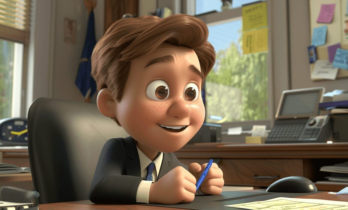 A 3d animated office worker